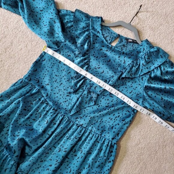 Zara Animal Print Satin Victorian Coquette Whimsigoth Ruffle Feminine Dress XS - Picture 5 of 8